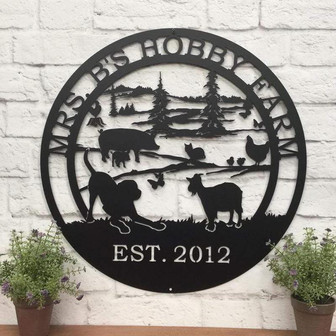 Hobby Farm Animals Metal Ranch Sign Cut Metal Sign Metal Wall Art Metal House Sign - Thegiftio UK