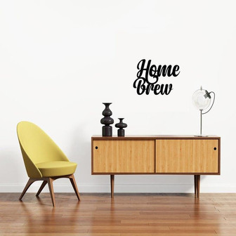 Home Brew Script Metal Word Sign Rustic Metal Sign Cursive Farmhouse Decor Housewarming Gift Metal Wall Art Steel Word Art - Thegiftio UK