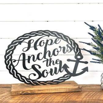 Hope Anchors The Soul Home Decor Metal Sign Farmhouse Wedding Gift Housewarming Gift Rustic Metal And Wood Sign - Thegiftio UK