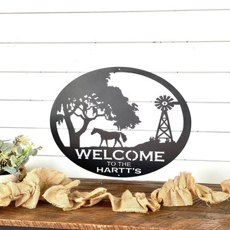 Horse Family Name Sign Farmhouse Welcome Sign Ranch Sign Horse Decor Metal Art Horse Sign Rustic Metal Sign Farm Sign Personalized - Thegiftio UK