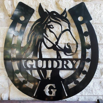 Horse Shoe Sign Stable Entrance Gate Sign Ranch Farm Gate Sign Plasma Cut Steel Sign steel Art Metal Wall Art Livestock - Thegiftio UK