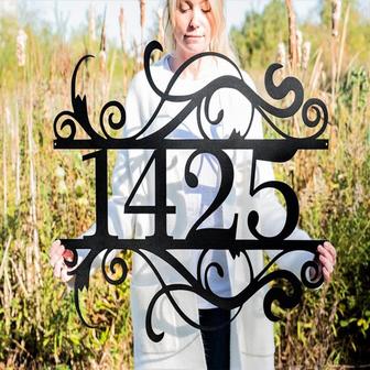 House Number Metal Address Sign, Custom Address Decor, House Warming Gift, Front Door Sign - Thegiftio UK