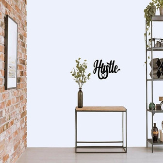 Hustle Script Metal Word Sign Rustic Metal Sign Cursive Farmhouse Decor Housewarming Gift Metal Wall Art Steel Word Art - Thegiftio