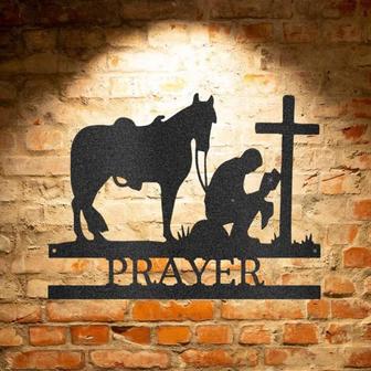 Kneeling Cowboy Monogram - Steel Sign Metal Wall Art Décor - Thegiftio UK