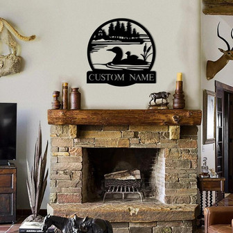 Lake View With Ducks Metal Sign, Personalized Gift, Sign Of Name, Family Name Sign - Thegiftio