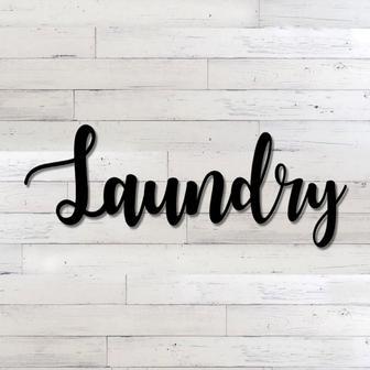 Laundry Metal Word Art Autumn Script Word Art Indoor - Outdoor Laundry Metal Sign Farmhouse Decor Laundry Word Art Metal Art - Thegiftio UK