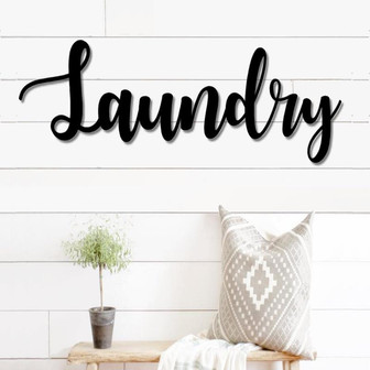 Laundry Script Metal Word Sign Rustic Metal Laundry Room Sign Farmhouse Decor Housewarming Gift Metal Wall Art Word Art - Thegiftio UK