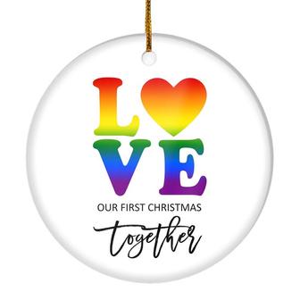 LGBT LOVE Christmas Ornament Our First Holiday Together Gifts Boyfriend Girlfriend Gay Couple Pride Partners 1st Christmas Rainbow - Thegiftio UK