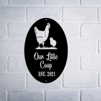 Our Little Coop Sign Metal Sign - Metal Wall Art - Metal Monogram Sign - Chicken Coop Sign - Rustic Home Decor - Farmhouse Decor - Coop Sign - Thegiftio UK