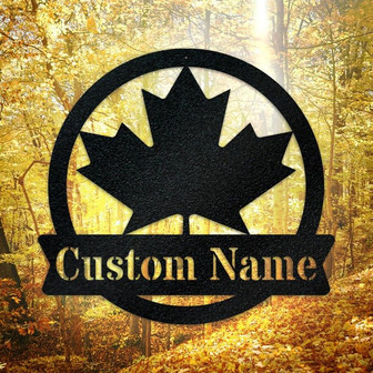 Maple Leaf Monogram - Canada Metal Sign, Personalized Home Decor, Maple Leaf Monogram Sign, Family Address Sign, Family Sign, Canadian Gift - Thegiftio UK
