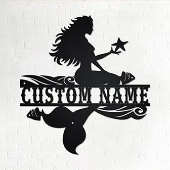 Mermaid Personalized Metal Sign Decorative Last Name Wall Art Gift for Birthday Living Room Fancy Wall Sculptures Decor - Thegiftio UK