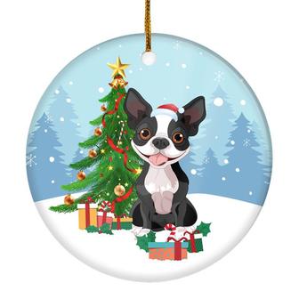 Merry Christmas Tree Boston Terrier Christmas and Dogs Gift for Dog Lovers Christmas Tree Ornament - Thegiftio UK