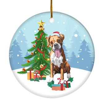 Merry Christmas Tree Boxer Christmas and Dogs Gift for Dog Lovers Christmas Tree Ornament - Thegiftio UK