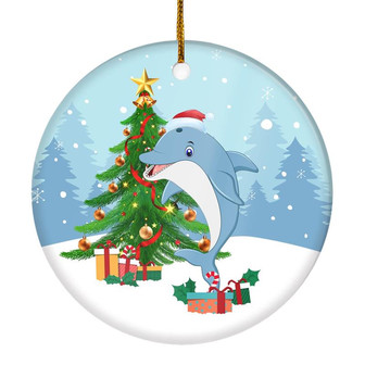 Merry Christmas Tree Dolphin Christmas Tree Ornament - Thegiftio UK