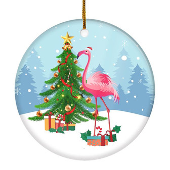 Merry Christmas Tree Flamingo Christmas Tree Ornament - Thegiftio UK