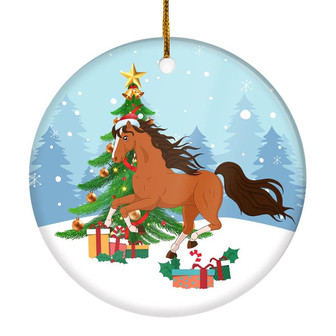 Merry Christmas Tree Horse Christmas Tree Ornament - Thegiftio UK