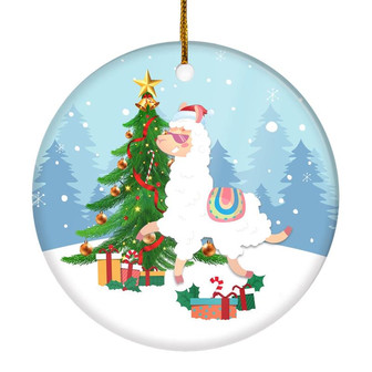 Merry Christmas Tree Llama Christmas Tree Ornament - Thegiftio