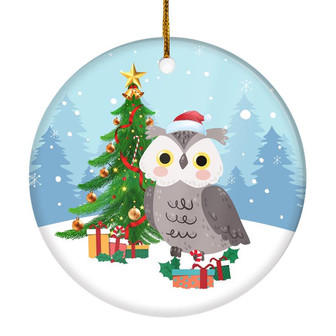 Merry Christmas Tree Owl Christmas Tree Ornament - Thegiftio UK