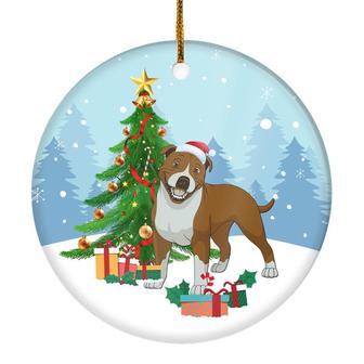 Merry Christmas Tree Pitbull Christmas and Dogs Gift for Dog Lovers Christmas Tree Ornament - Thegiftio UK