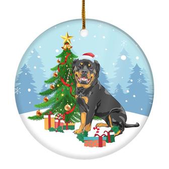 Merry Christmas Tree Rottweiler Christmas and Dogs Gift for Dog Lovers Christmas Tree Ornament - Thegiftio UK
