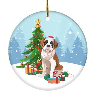 Merry Christmas Tree Saint Bernard Christmas and Dogs Gift for Dog Lovers Christmas Tree Ornament - Thegiftio UK