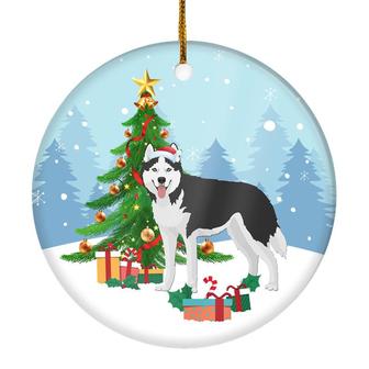 Merry Christmas Tree Siberian Husky Christmas and Dogs Gift for Dog Lovers Christmas Tree Ornament - Thegiftio UK