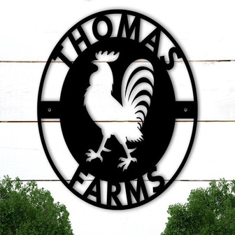 Metal Farm Sign, Personalized Farm Metal Sign, Rooster Metal Sign, Chicken Coop Sign, Farmhouse Decor - Thegiftio
