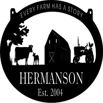 Metal Farm Signbarn cow Calf rooster On Tractor Sign With Your Name Metal Wall Art Metal House Sign - Thegiftio