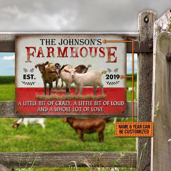 Metal Sign- Adorable Goat Farmhouse A Little Bit Of Rectangle Metal Sign Custom Name Year - Thegiftio UK