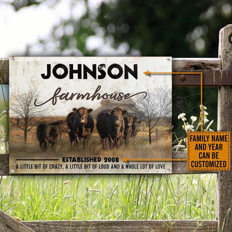 Metal Sign- Angus Cattle On Grass Rectangle Metal Sign Custom Name Year - Thegiftio UK
