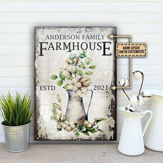 Metal Sign- Appealing Flower Farmhouse Cotton Rectangle Metal Sign Custom Name Year - Thegiftio UK