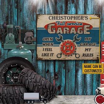 Metal Sign- Auto Mechanic Garage Rectangle Metal Sign Nice Design Custom Name - Thegiftio UK