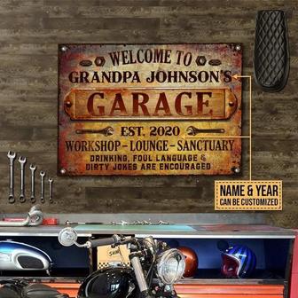 Metal Sign- Auto Mechanic Rustic Garage Drinking Are Encouraged Rectangle Metal Sign Custom Name Year - Thegiftio UK