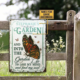 Metal Sign- Beautiful Butterfly Garden And Into Custom Name Year Rectangle Metal Sign Lovely Design - Thegiftio UK
