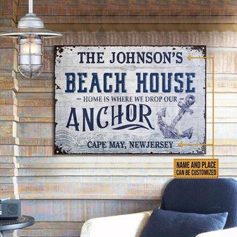 Metal Sign- Beautiful Design Beach House Anchor Rectangle Metal Sign Custom Name Place - Thegiftio UK