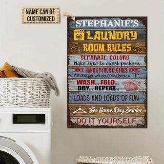 Metal Sign- Beautiful Design Laundry Room Rules Rectangle Metal Sign Custom Name - Thegiftio UK