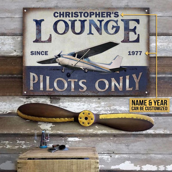 Metal Sign- Beautiful Design Pilot Lounge Only Rectangle Metal Sign Custom Name Year - Thegiftio UK