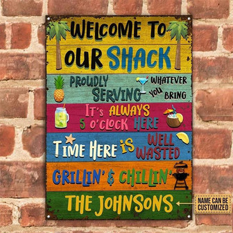 Metal Sign- Beautiful Design Welcome To Our Shack Rectangle Metal Sign Custom Name - Thegiftio UK