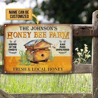 Metal Sign- Bee Fresh Local Honey Rectangle Metal Sign Custom Name Nice Design - Thegiftio UK