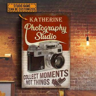 Metal Sign- Black Camera Photography Studio Red Rectangle Metal Sign Custom Name - Thegiftio UK
