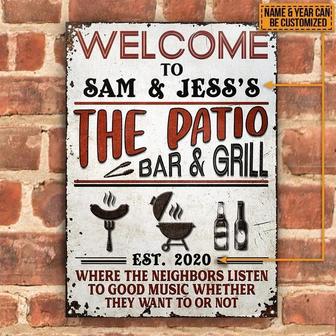 Metal Sign- Black And Red Text Patio Grilling Rectangle Metal Sign Custom Name Year - Thegiftio UK
