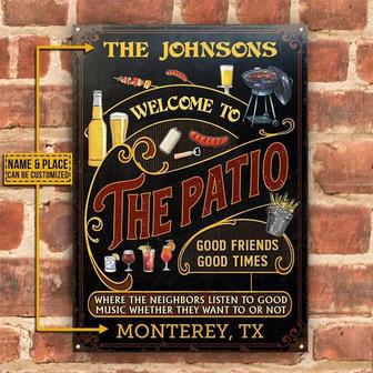 Metal Sign- Black Vertical Rectangle Patio Grilling Rectangle Metal Sign Custom Name Place - Thegiftio UK