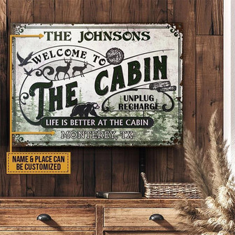 Metal Sign- Cabin Life Is Better Rectangle Metal Sign Custom Name Place Beautiful Design - Thegiftio