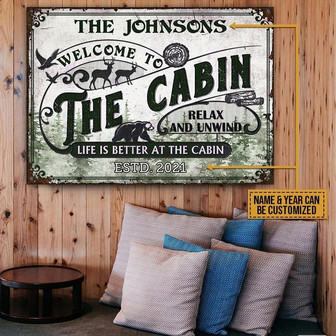 Metal Sign- Cabin Log Relax And Unwind Nice Design Rectangle Metal Sign Custom Name Year - Thegiftio UK
