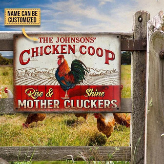 Metal Sign- Chicken Coop Rise And Shine Rectangle Metal Sign Custom Name Nice Design - Thegiftio UK