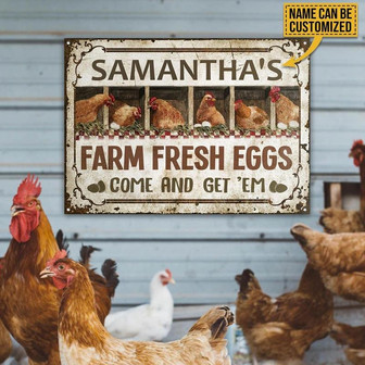 Metal Sign- Chicken Come And Get 'Em Rectangle Metal Sign Custom Name Rustic Style - Thegiftio UK