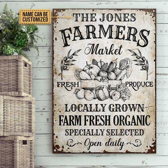 Metal Sign- Custom Name Farm Farmers Market Fresh Organic Rectangle Metal Sign - Thegiftio UK