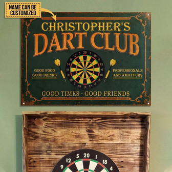Metal Sign- Darts Club Good Times Good Friends Custom Name Rectangle Metal Sign Nice Style - Thegiftio