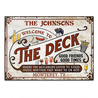 Metal Sign- Deck Grilling Rectangle Metal Sign Custom Name Beautiful Design - Thegiftio UK