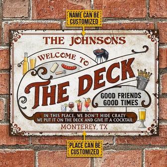 Metal Sign- The Deck Grilling Red Rectangle Metal Sign Custom Name Place Beautiful Style - Thegiftio UK